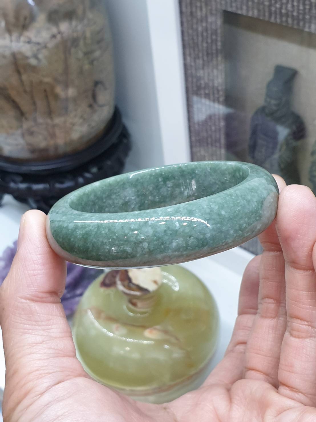 Green Jade Bangle S57.5 Type A Natural Jadeite Everyday Bracelet