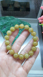 Honey Brown Jade Bracelet 17cm Fei Cui Type A Myanmar Jadeite Natural Golden Tone