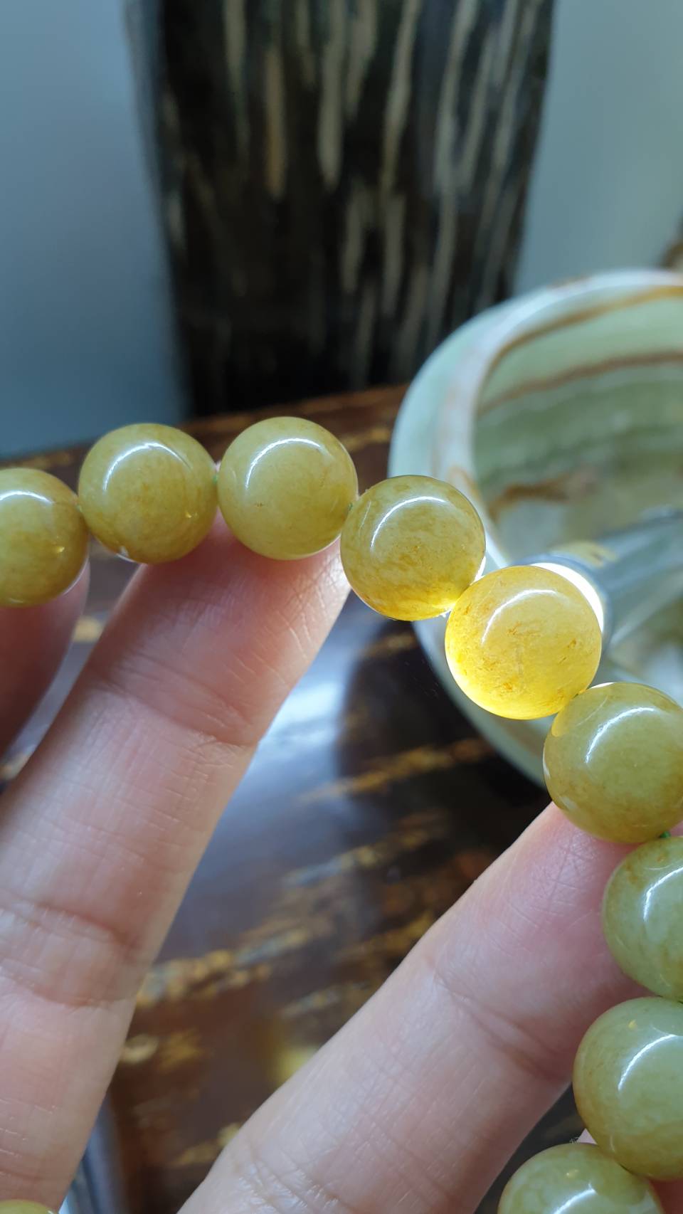 Honey Brown Jade Bracelet 17cm Fei Cui Type A Myanmar Jadeite Natural Golden Tone