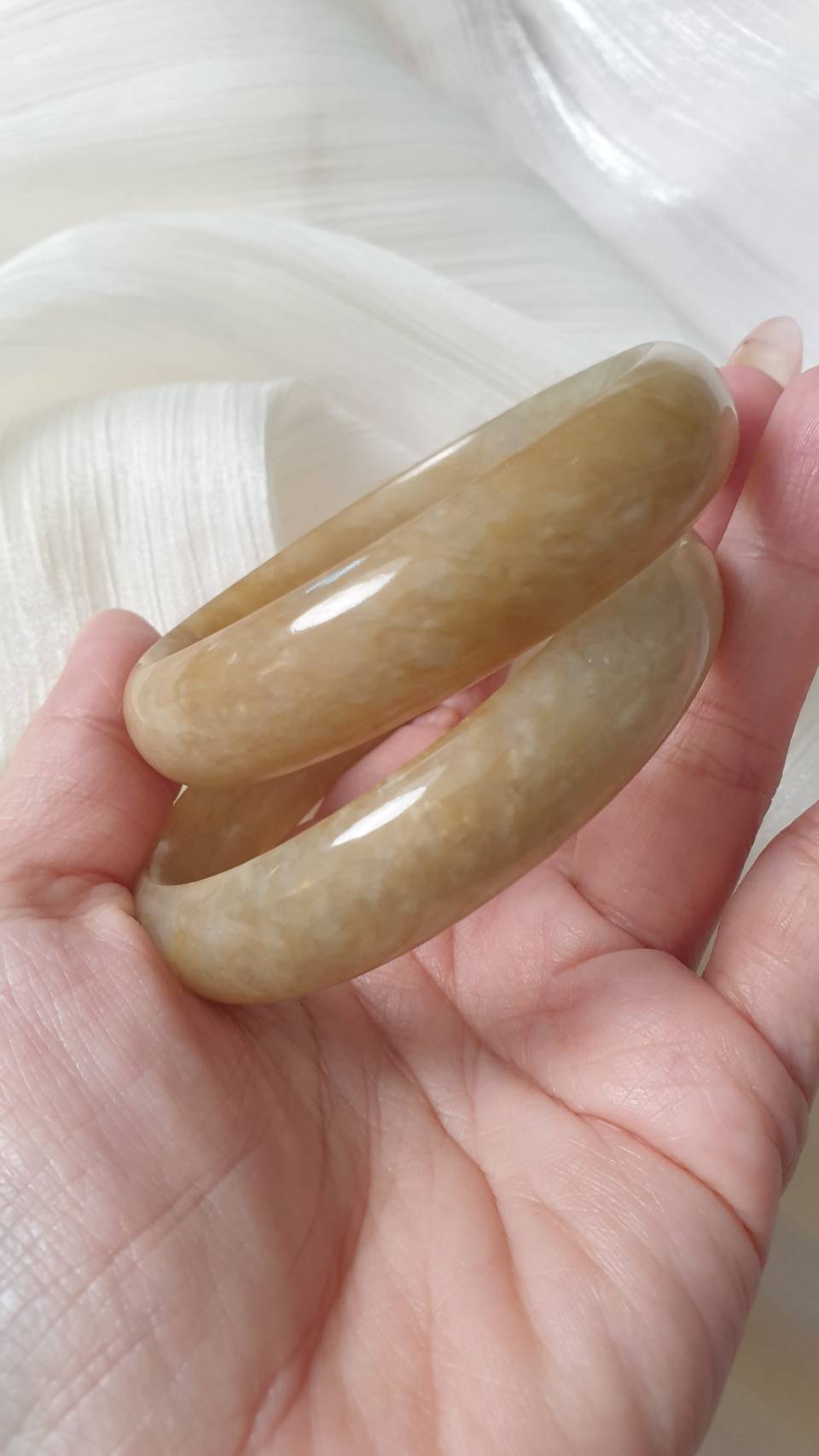 Natural Honey Jade Bangle S60 Type A Myanmar Jadeite