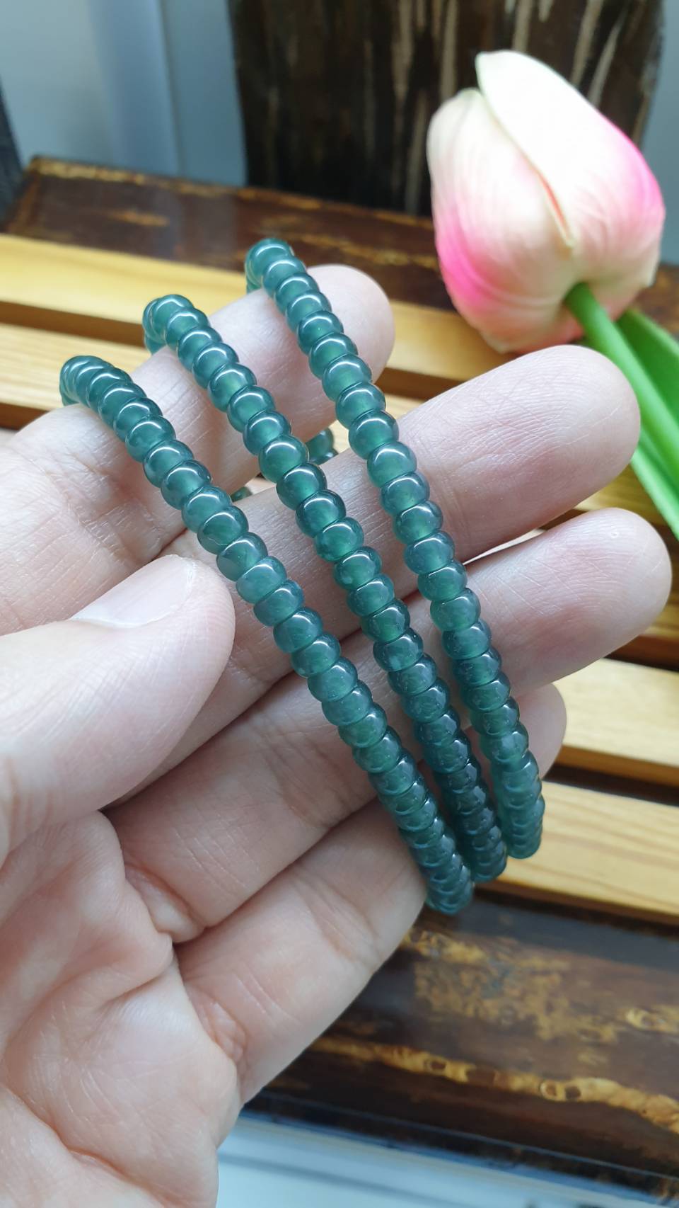 Icy Blue Jade Abacus Beads Bracelets 17cm Type A Natural Jadeite