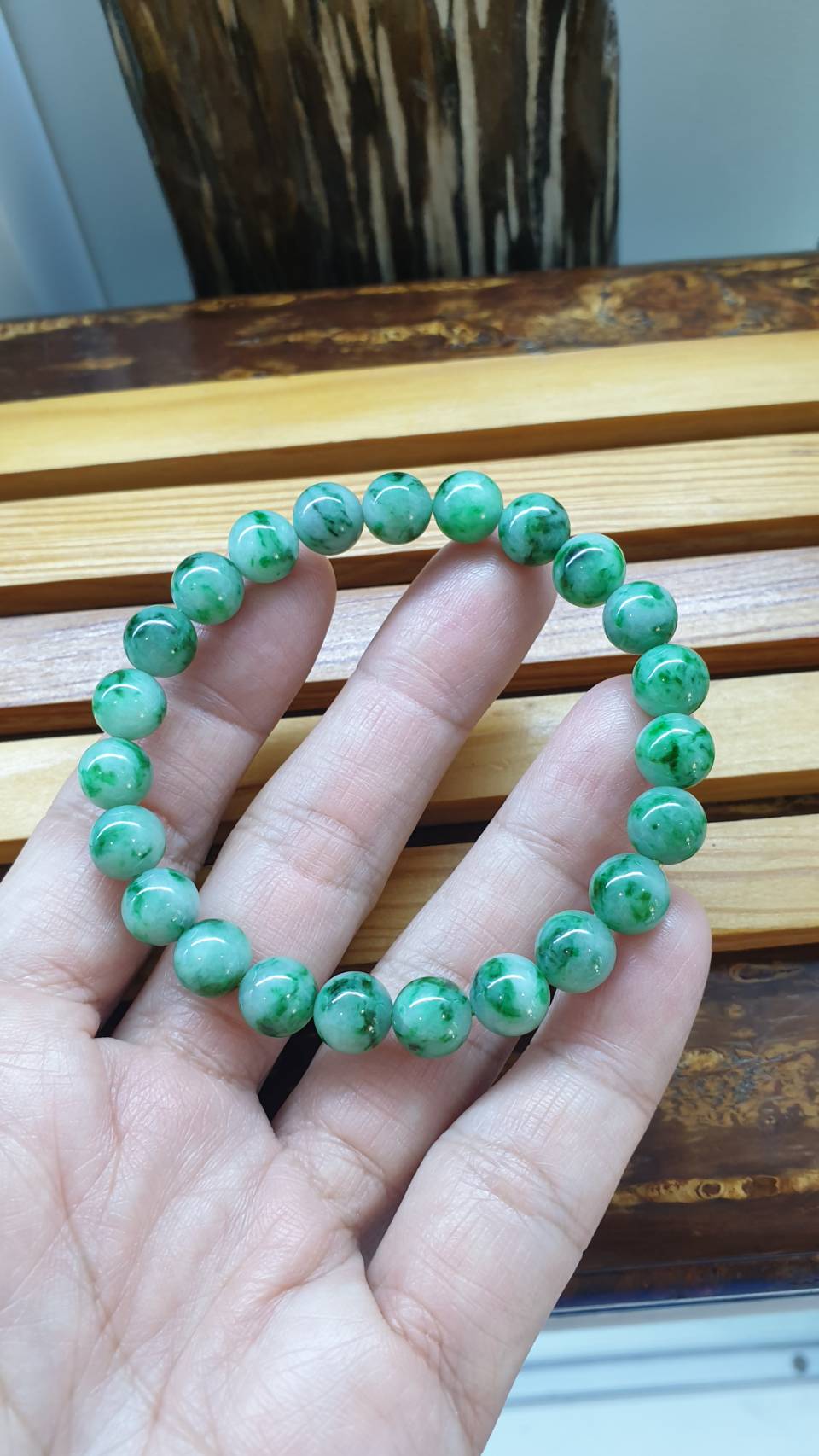 Type A Jadeite Beads Bracelets 17cm - Fei Cui Natural Myanmar Jade