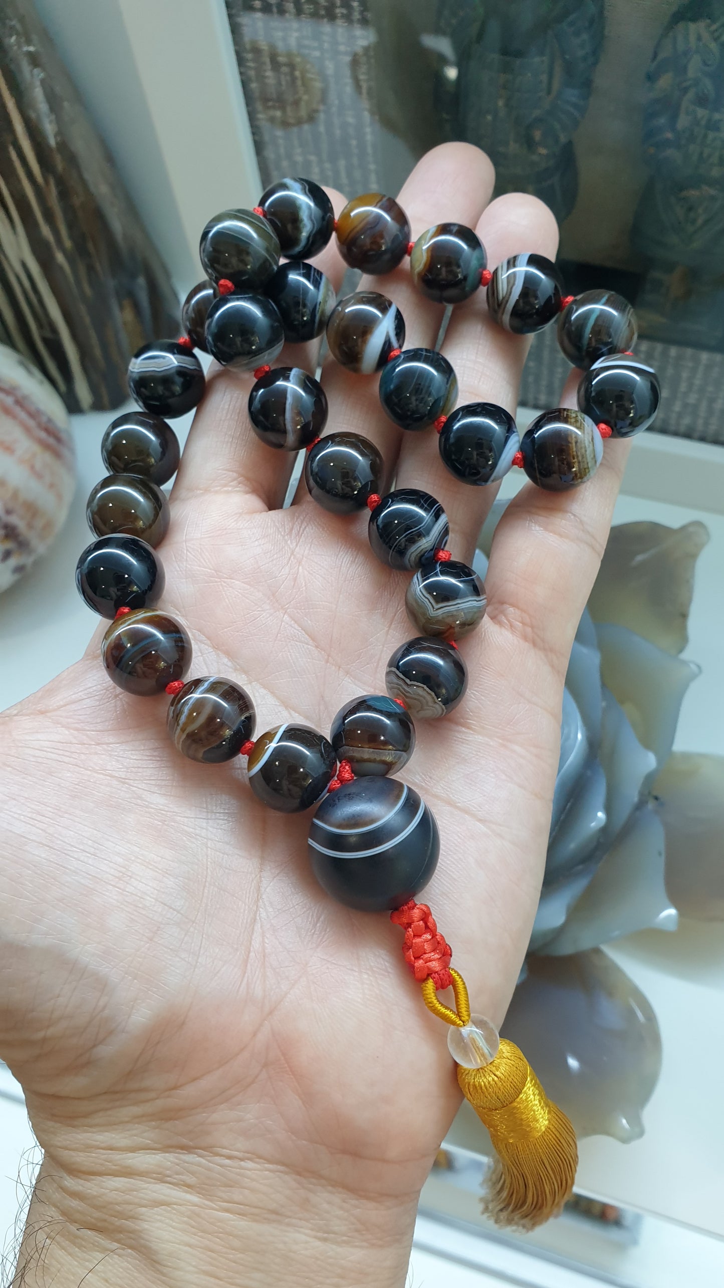 Tea Onyx Japa Mala | Natural Stones | Handcrafted Lucky  Charms Ideal for Gifting 🎁