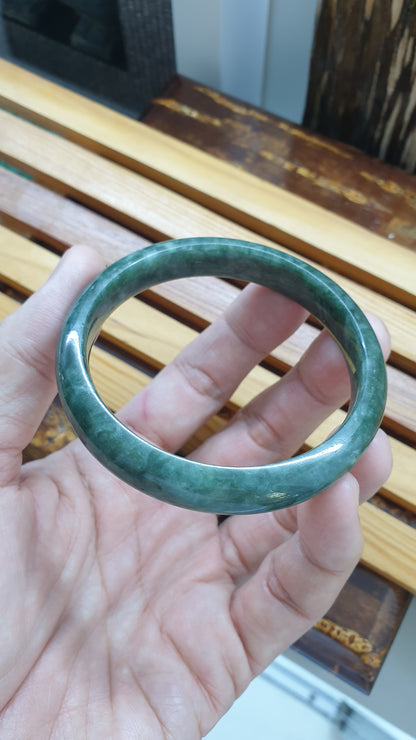 Jade Bangle S58.3 Type A Myanmar Jadeite Natural Forest Green