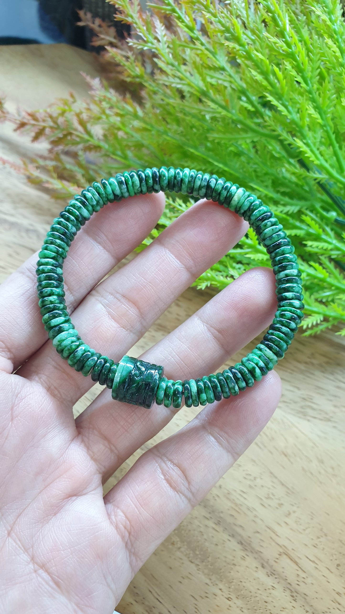 Green Jade Ru Yi Wishing Bracelet 17cm Myanmar Fei Cui Natural Jadeite Type A