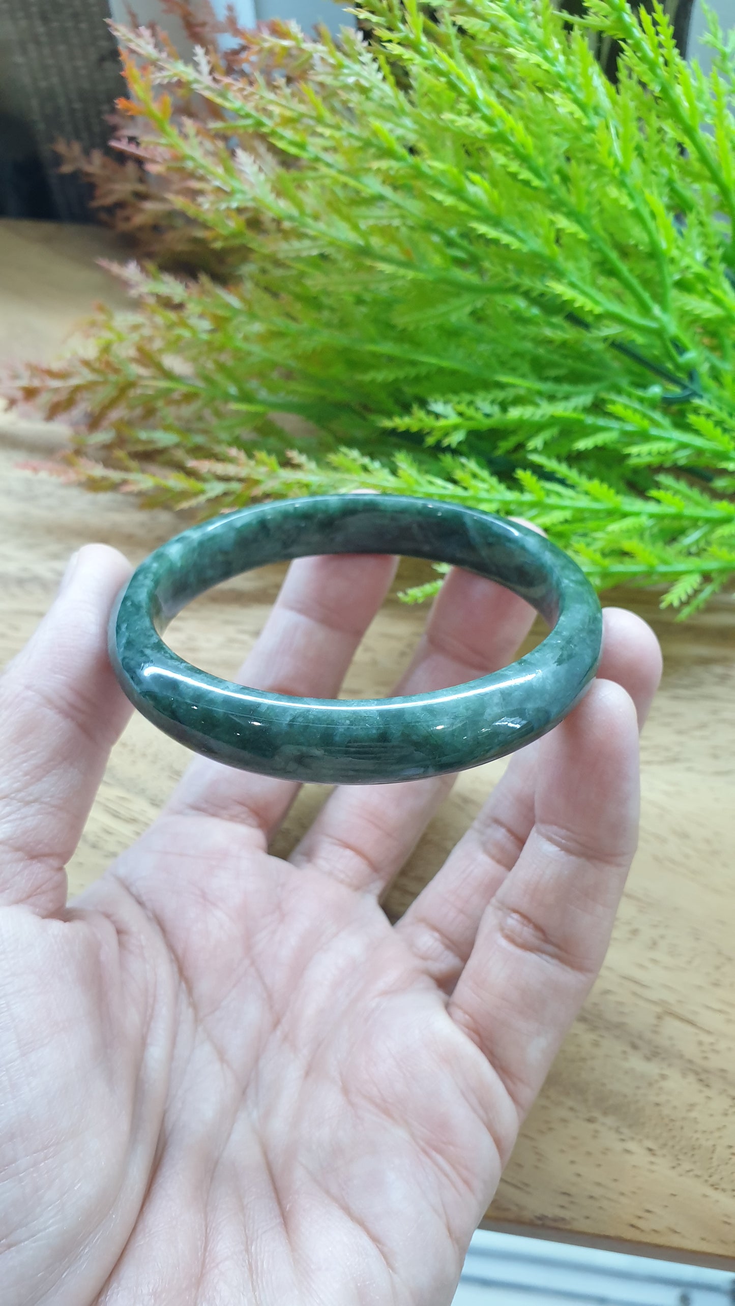 Jade Bangle S58.3 Type A Myanmar Jadeite Natural Forest Green