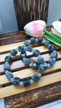 Cube Mabled Black Jade Bracelet 17cm Type A Natural Jadeite Spaced Beads