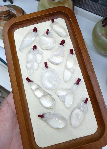 Quartz Lucky Charm Pendant | Natural Clear Quartz | Handwoven Thread Bail