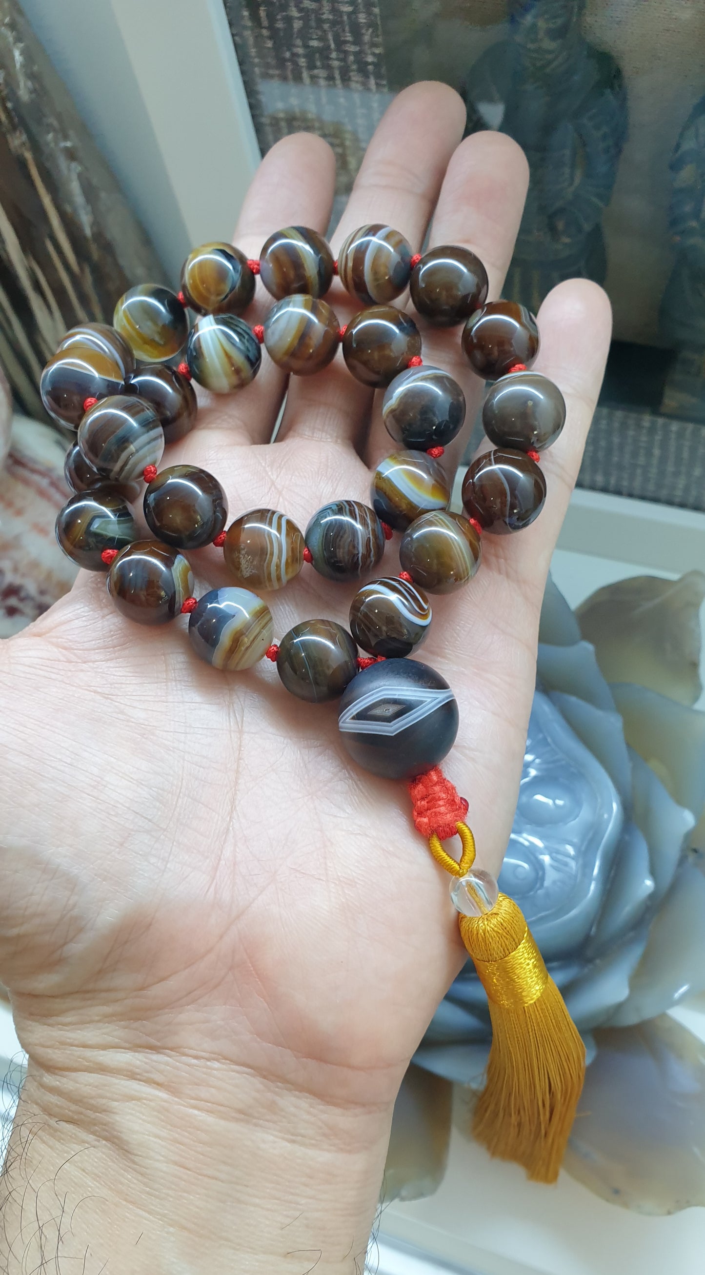 Tea Onyx Japa Mala | Natural Stones | Handcrafted Lucky  Charms Ideal for Gifting 🎁