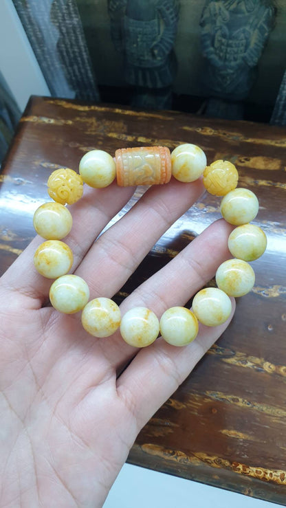 Jade Ru Yi Bracelet (17.5 cm) | Type A Natural Jadeite Vintage Beads