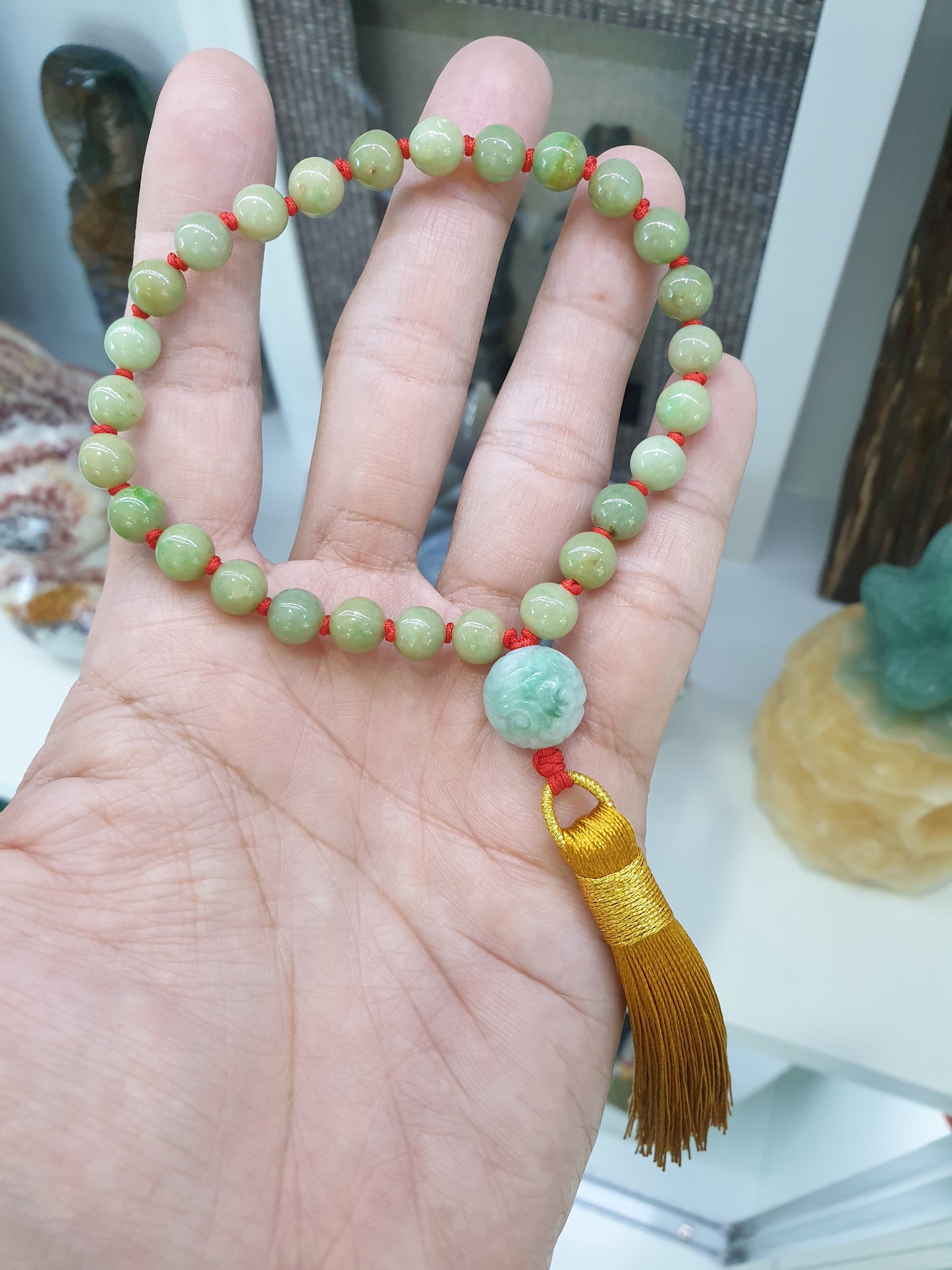 Jade Japa Mala | Vintage Beads - Type A Jadeite | Handcrafted Lucky Charms Ideal for Gifting 🎁