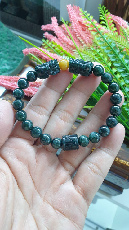 Ocean Blue Jade Wealth Keeper Bracelet 17cm Type A Natural Jadeite