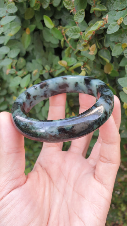 Natural Blue Black Jadeite Bangle S62 Fei Cui Type A Two Tone Jade