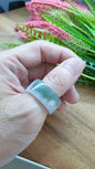 Marbled Green Jade Archers Ring 12.25US 12.75US Fei Cui Type A Natural Myanmar Jadeite