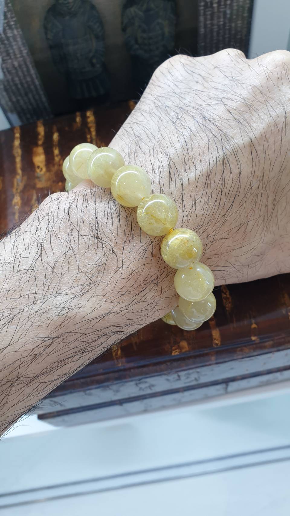 Rutilated Quartz Bracelet (17.5 mm +) | Natural Stone Beads | Wealth Magnet Charm