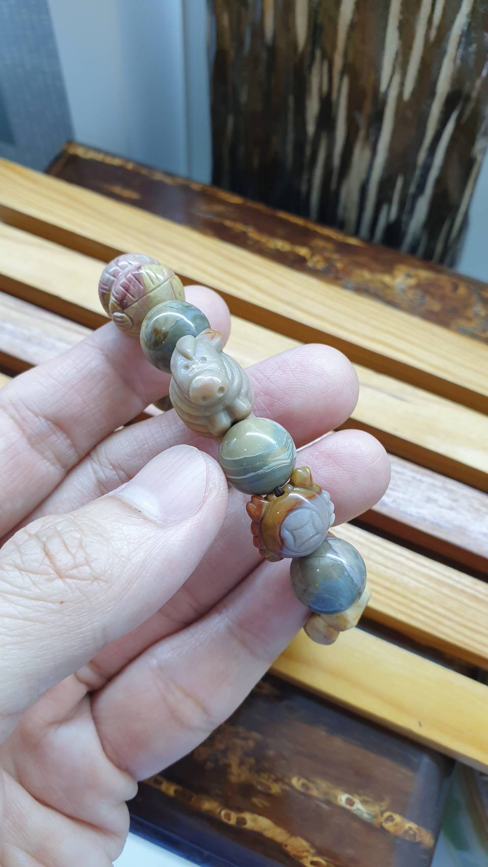 Alxa Jasper Random Charm Bracelet 16 cm - Natural Semiprecious Stone Beads