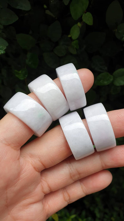 Lavender Tone White Jade Archers Ring 11.25US Type A Fei Cui Natural Myanmar Jadeite