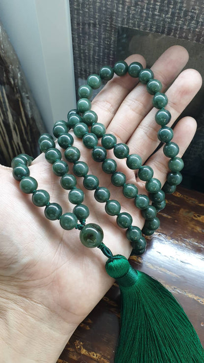 108 Jade Beads Japa Mala | Type A Natural Jadeite Meditation Beads