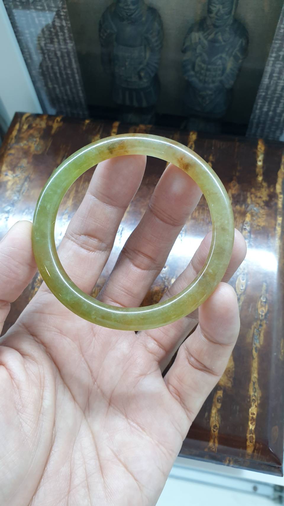 Honey Jade Cylindrical Bangles, Pair (Size 55 - 56) | Type A Natural Jadeite