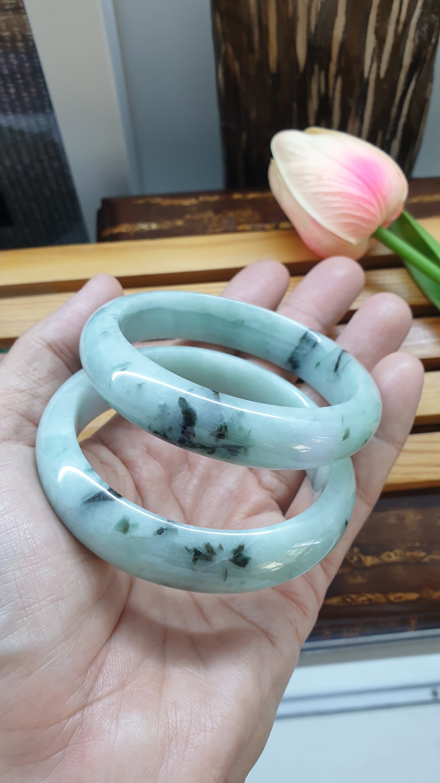 Green Lavender Jade Bangles S59 Fei Cui Type A Jadeite