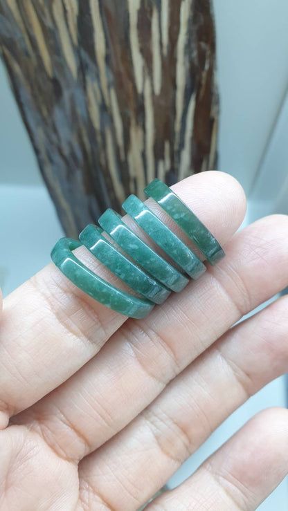 Stackable Speckled Blue Green Jade Rings Natural Jadeite Type A