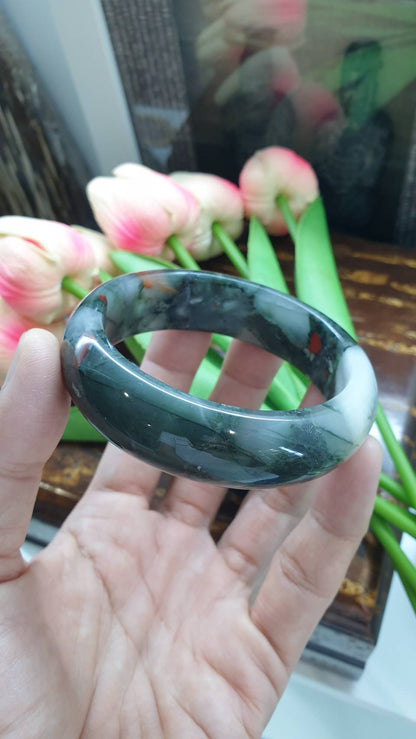 Bloodstone Bangle Size 59 - 60 Natural Stone Bracelet