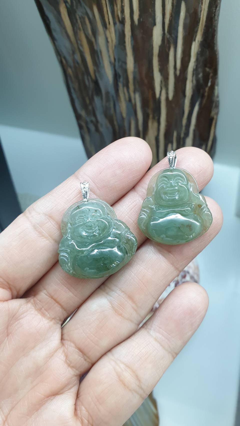 Jade Budai Pendant | Sterling Silver & Type A Natural Jadeite | Wealth Magnet Luckycharm