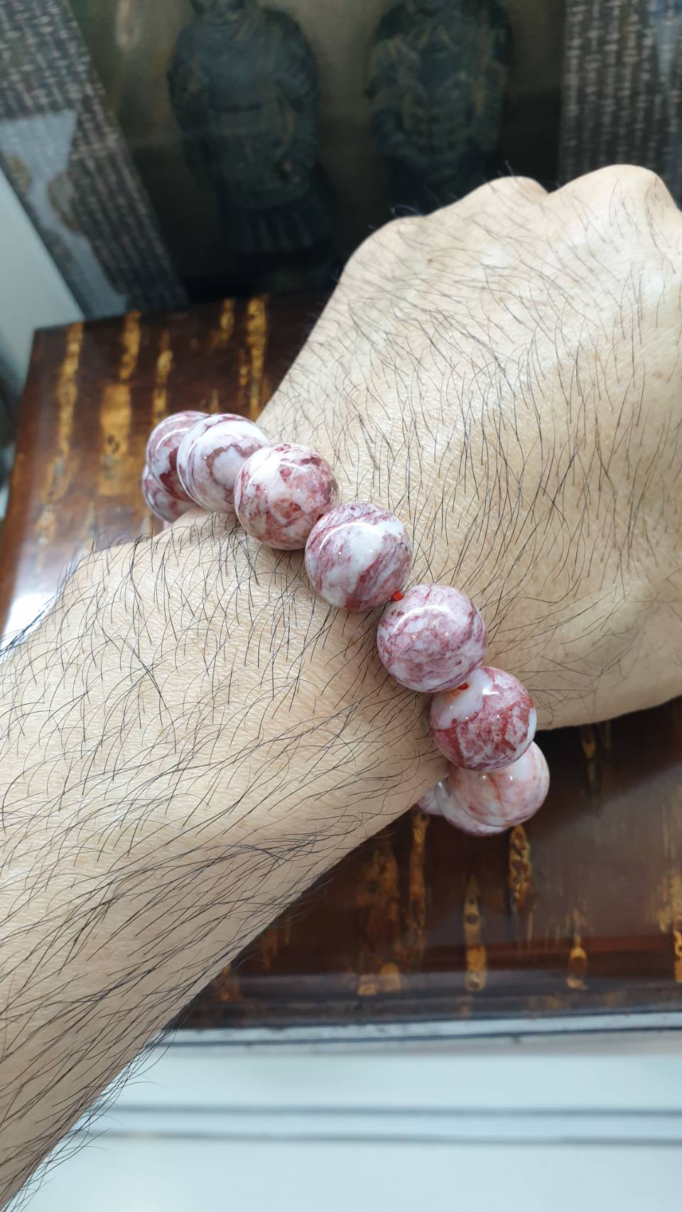 Cinnabar Bracelet (18 cm) | Natural Stone Beads | His or Hers Wrist Accessory