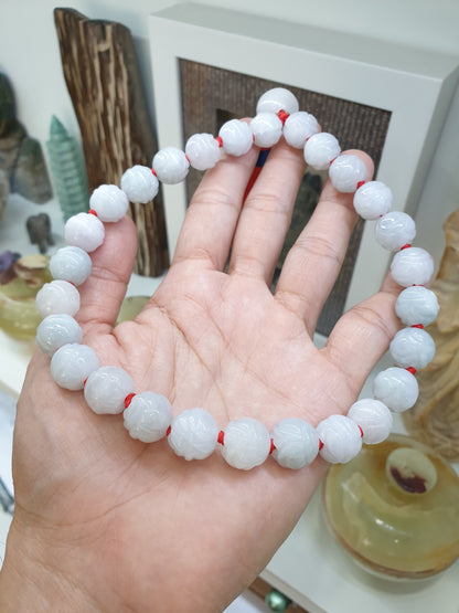 Jade Japa Mala | White Lotus Beads - Type A Jadeite | Handcrafted Lucky  Charms Ideal for Gifting 🎁