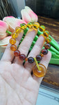 Amber Ping An Kou Charm Bracelet | Natural Stone Beads | Lucky Charm Wrist Candy For Her