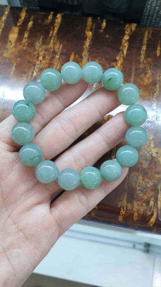 Translucent Blue Jade Bracelet (17.5 cm) | Type A Natural Jadeite Vintage Beads