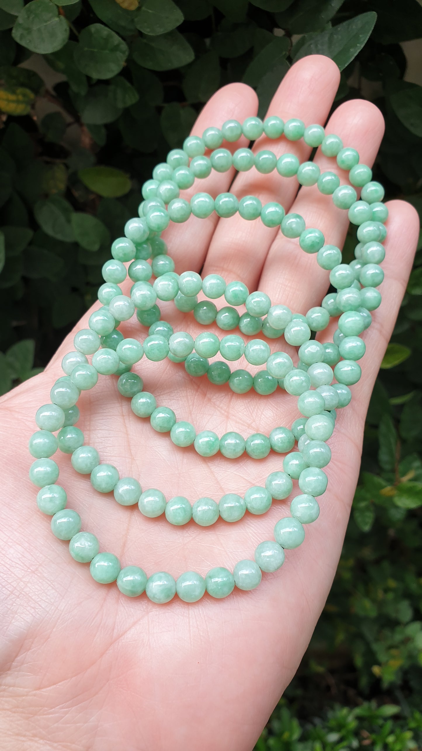 Jade Mini Beads Bracelets 17cm Type A Myanmar Jadeite Natural Pastel Green