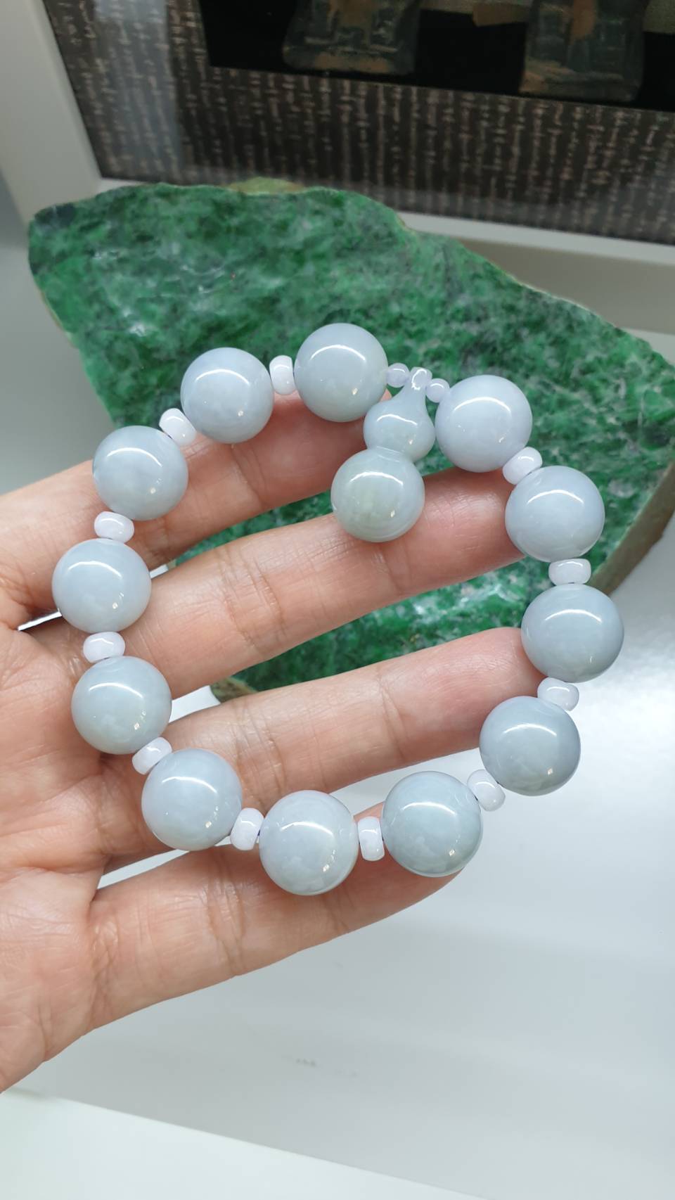 Jade Wu Lou Charmbracelet 17cm Type A Myanmar Jadeite Natural Blue Lavender