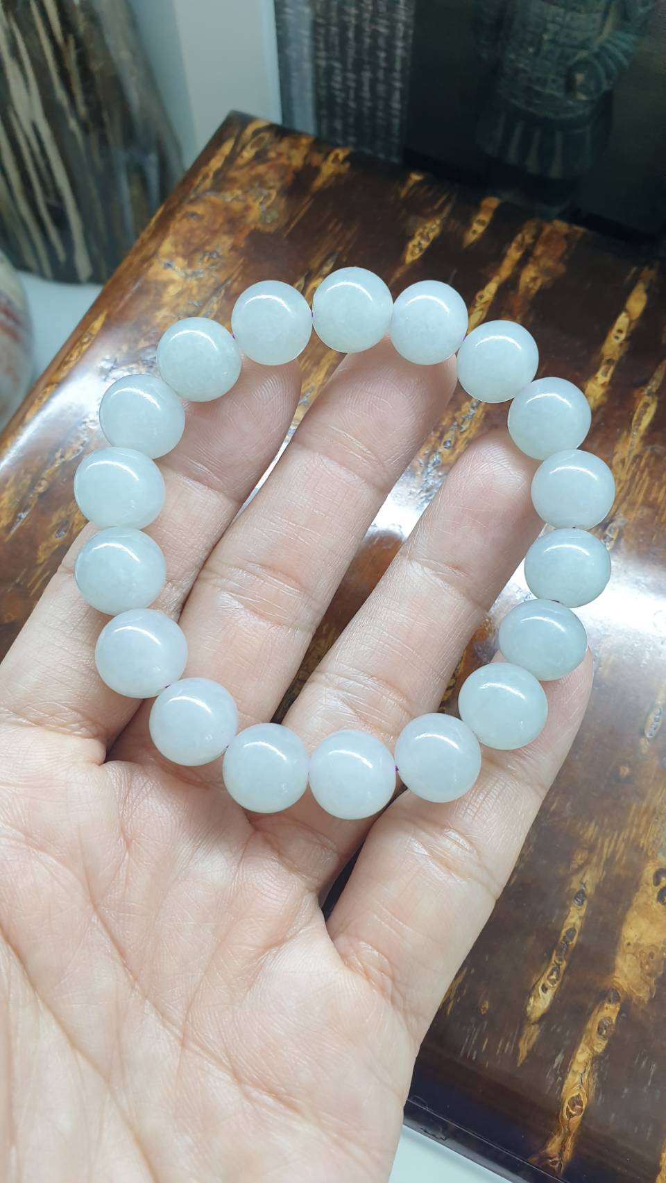 Icy Lavender-Blue Jade Bracelet (17.5 cm) | Type A Jadeite Vintage Beads | His or Hers Wrist Accessory