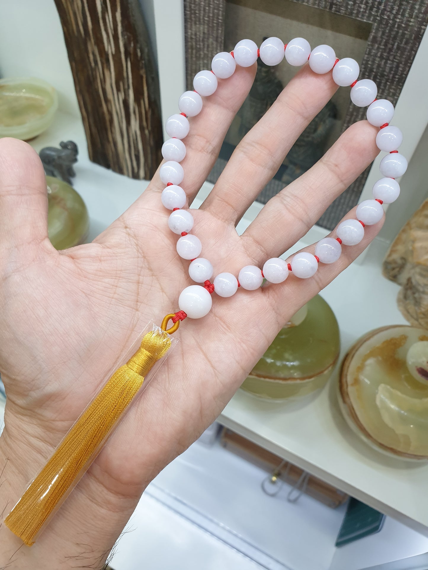 Jade Japa Mala | White Beads - Type A Jadeite | Handcrafted Lucky  Charms Ideal for Gifting 🎁