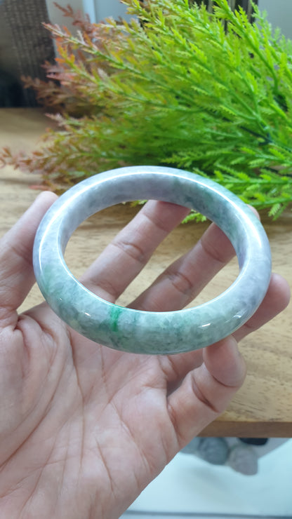 Plus Size Lavender Green Jade Bangle S66.5 Type A Natural Jadeite Fei Cui