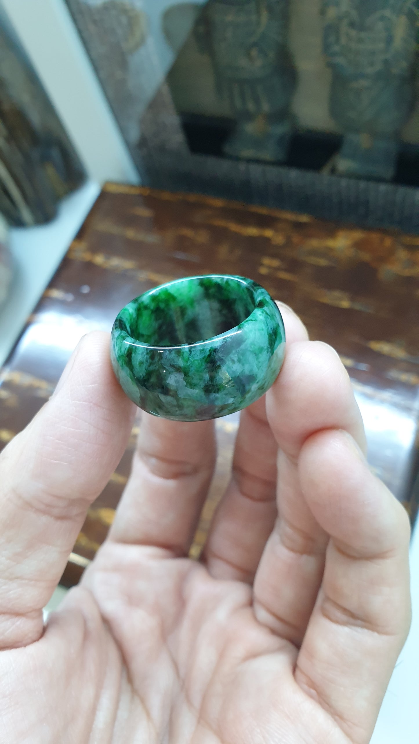 Gents Style - Domed Jade Ring (Size 13 US) | Fei Cui Type A Natural Jadeite | Rare - Collector's Piece