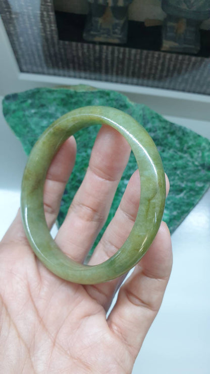 Green Jade Classic Bangle S59 Fei Cui Myanmar Natural Jadeite Type A