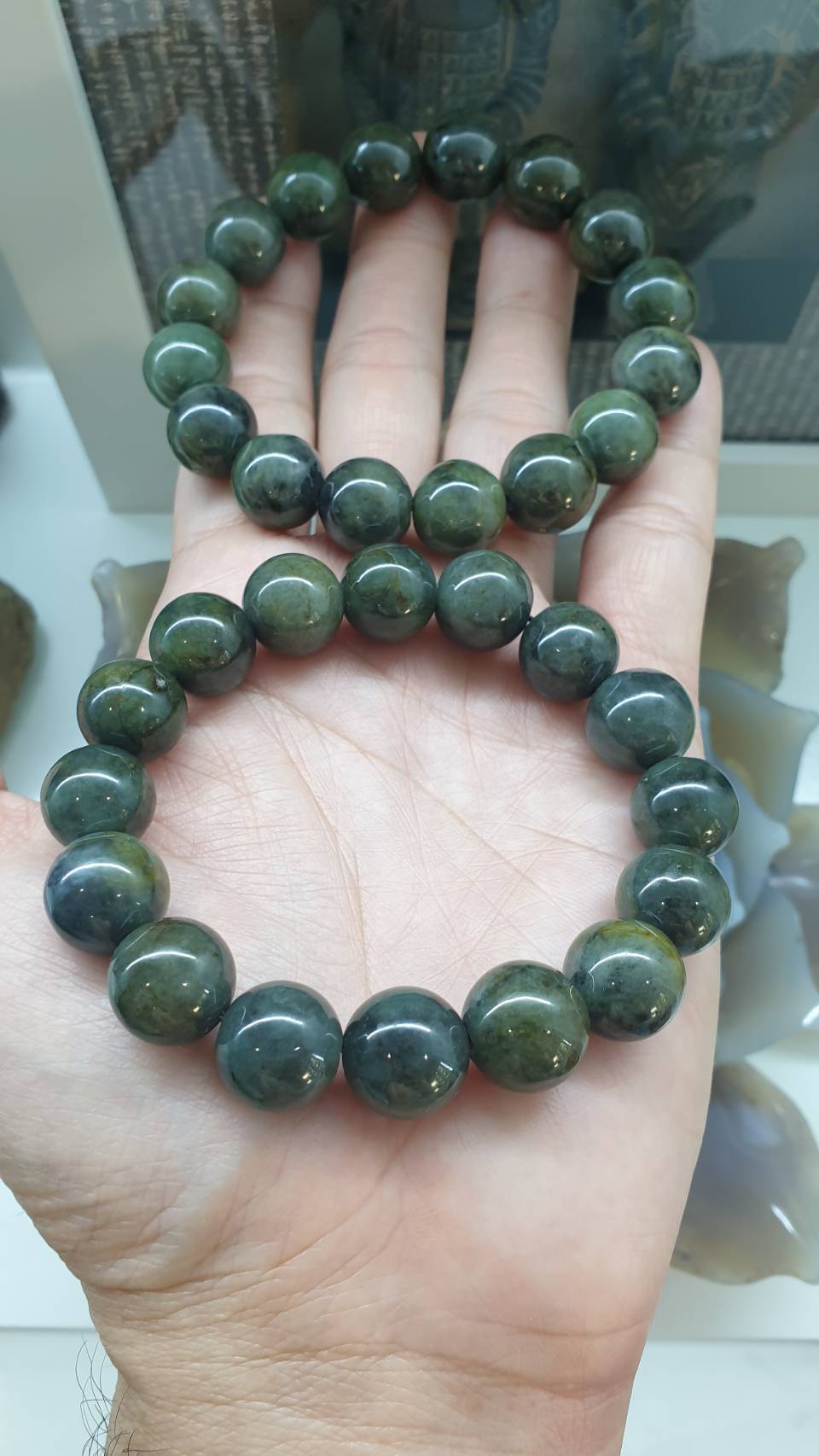 Gent's Style Jade Bracelet (18 cm) | Type A - Natural Honey-Black-Green Jadeite Beads