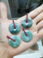 Marbled Green Jade Ping An Kou Pendant 3cm Type A Natural Jadeite Fei Cui