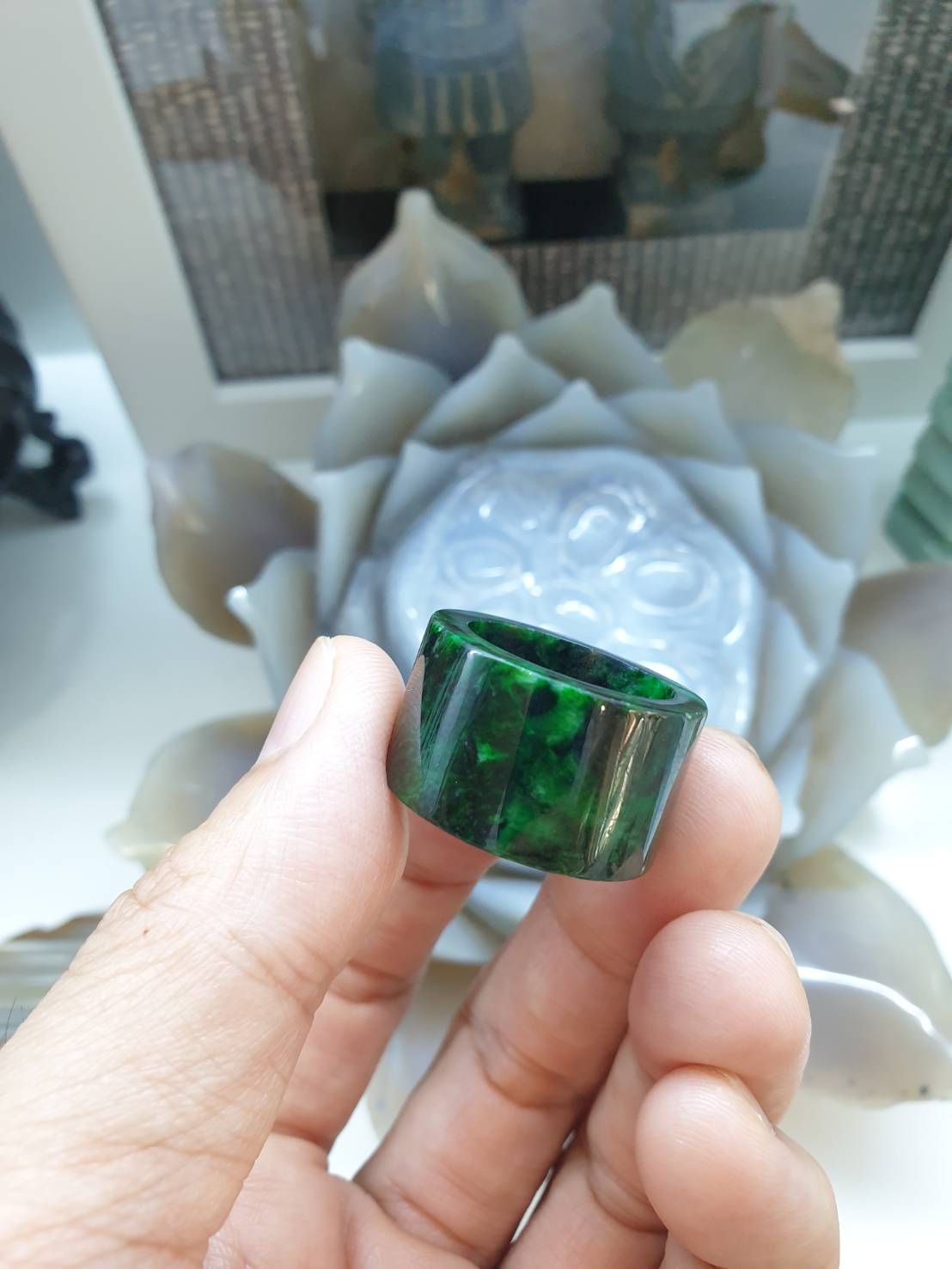 Green Jade Archer's Ring (Size 8.75 US) | Authentic Type A Jadeite | Collector's Piece Jade Accessory