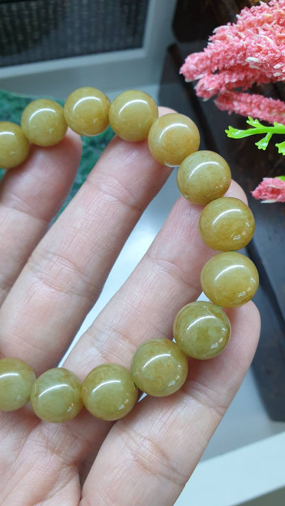Honey Brown Jade Bracelet 17cm Fei Cui Type A Myanmar Jadeite Natural Golden Tone
