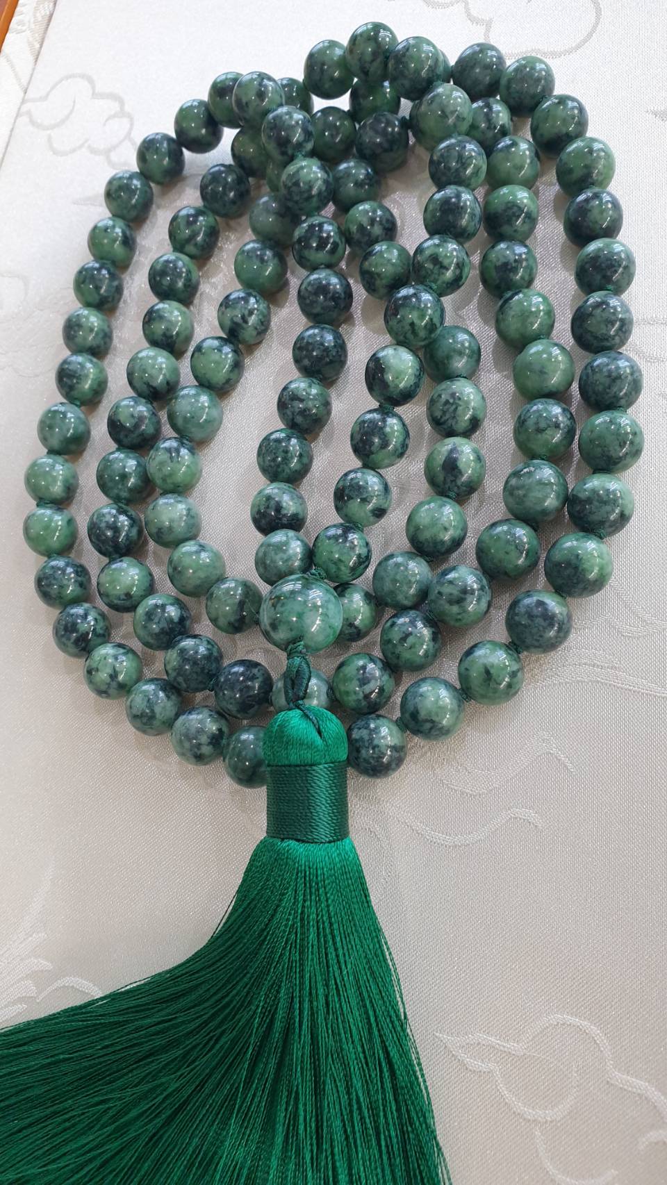 108 Jade Beads Japa Mala: Monk Meditation Beads | Type A Natural Jadeite