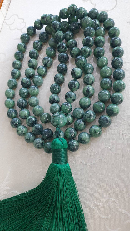 108 Jade Beads Japa Mala: Monk Meditation Beads | Type A Natural Jadeite