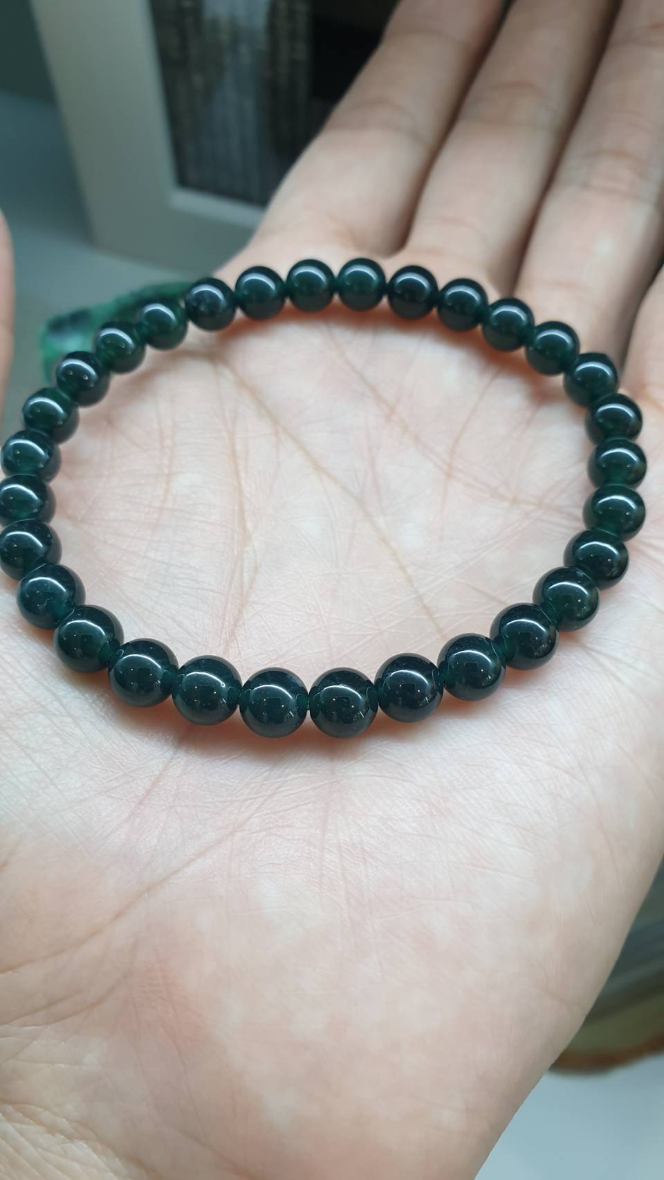 Blue-Black Jade 17cm Bracelet - Type A Natural Myanmar Jadeite 6.5mm Beads