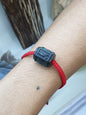 Type A Black Jade Mani Mantra Woven Bracelet and Charm 17cm