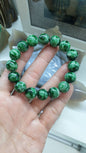 Jade Vintage Beads Bracelet (17 cm) | Marbled Green, Type A Natural Jadeite | Collector's Item