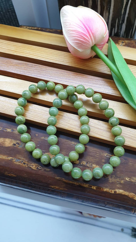 Vintage Jade Beads Bracelets 17cm - Lemon Lime Type A Jadeite