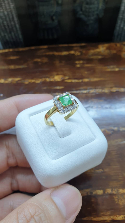 Emeralds & Diamonds Ring (6.25 US) | Solid 14K Gold | Giftable Lady's Ring 🎁