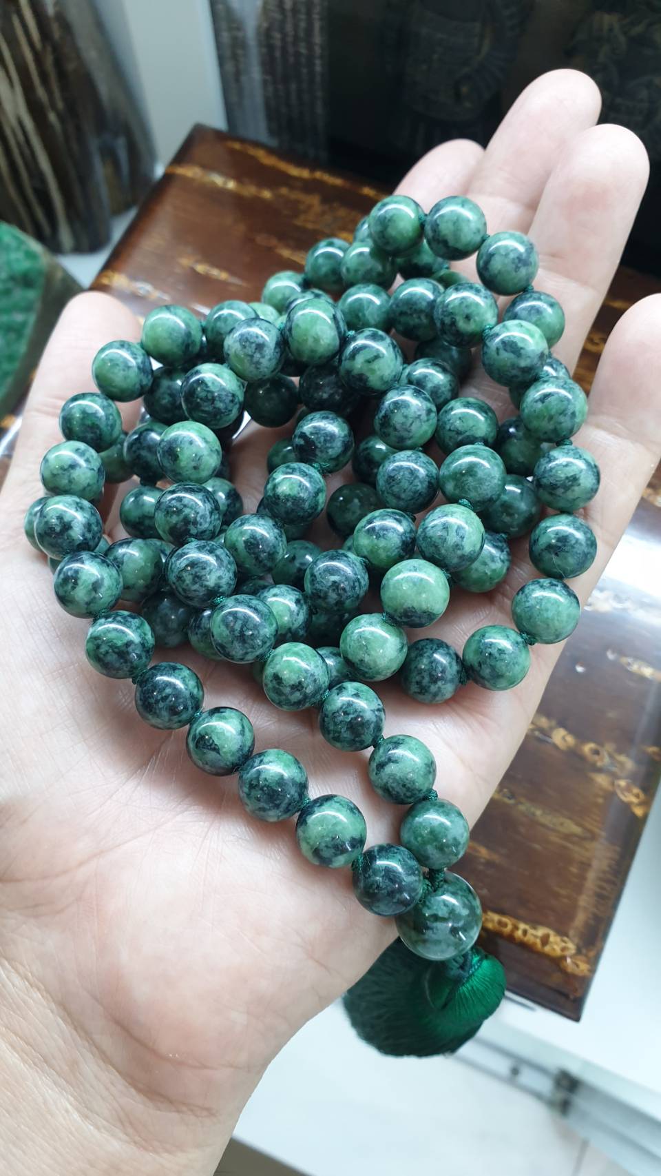 108 Jade Beads Japa Mala: Monk Meditation Beads | Type A Natural Jadeite